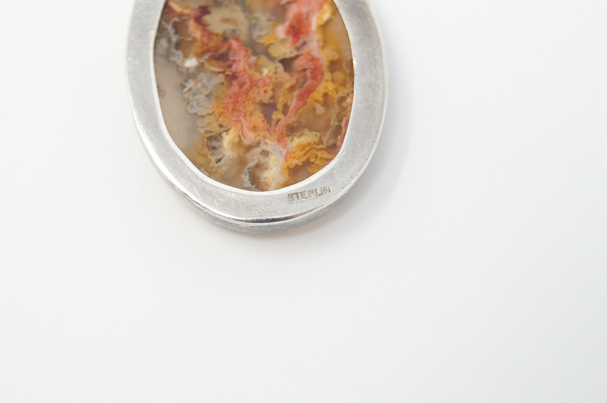 Vintage Plume Agate Sterling Silver Necklace Pendant | Jewelry > Necklaces > Pendants | Wiccan Center