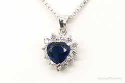 Blue Lab Sapphire Cubic Zirconia Heart Sterling Silver Necklace | Jewelry > Necklaces > Pendants | Wiccan Center
