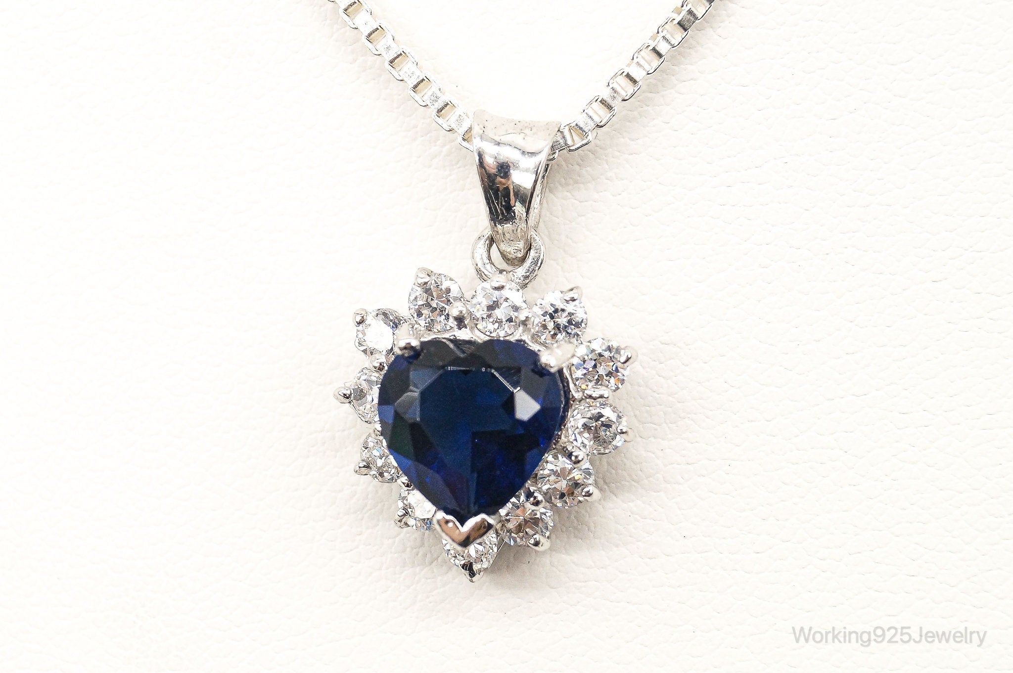 Blue Lab Sapphire Cubic Zirconia Heart Sterling Silver Necklace | Jewelry > Necklaces > Pendants | Wiccan Center