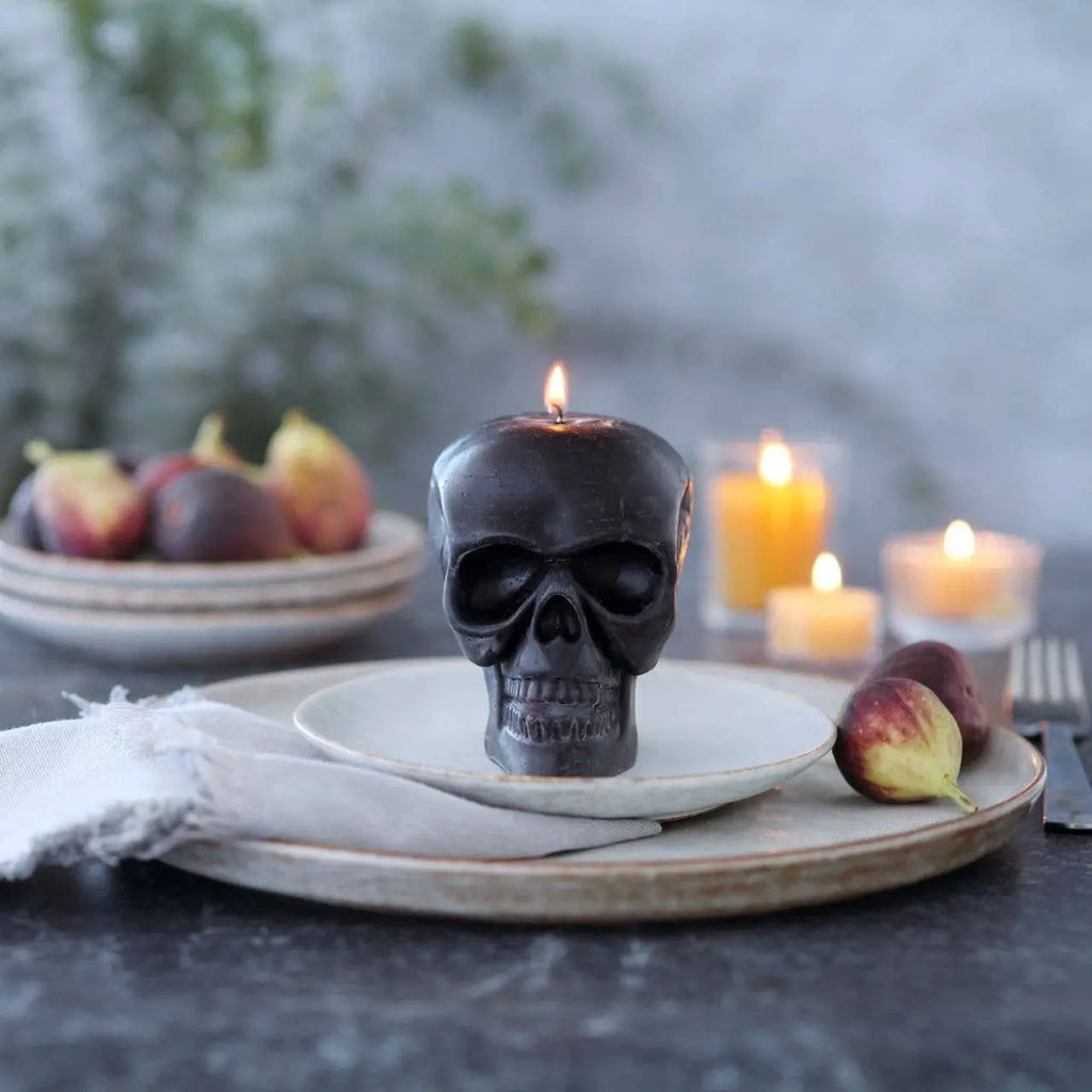 Sculpted Skull Candle – 100% Beeswax – Black - Handcrafted | Candles | Wiccan Center