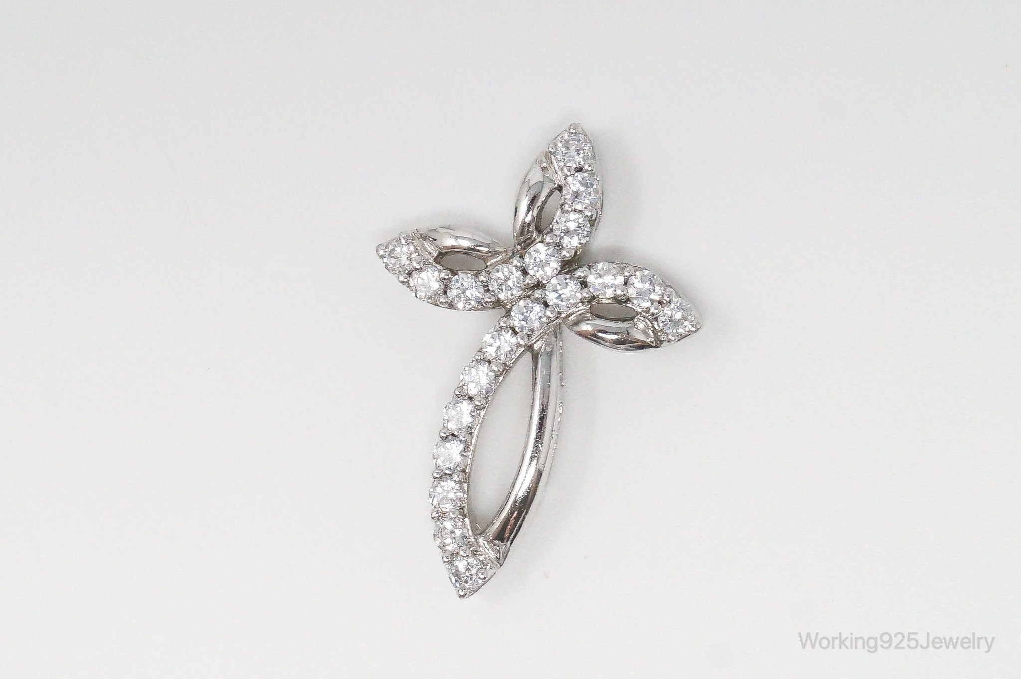 Vintage Cubic Zirconia Cross Sterling Silver Necklace Pendant | Jewelry > Necklaces > Pendants | Wiccan Center