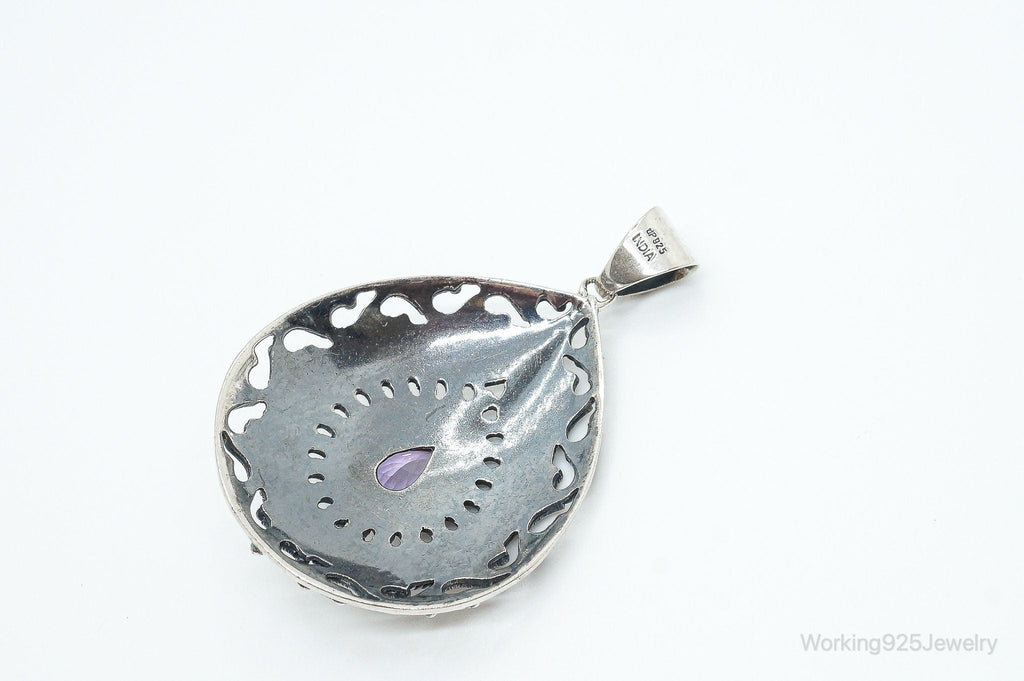 Designer Large Amethyst Bali Inspired Sterling Silver Pendant | Jewelry > Necklaces > Pendants | Wiccan Center