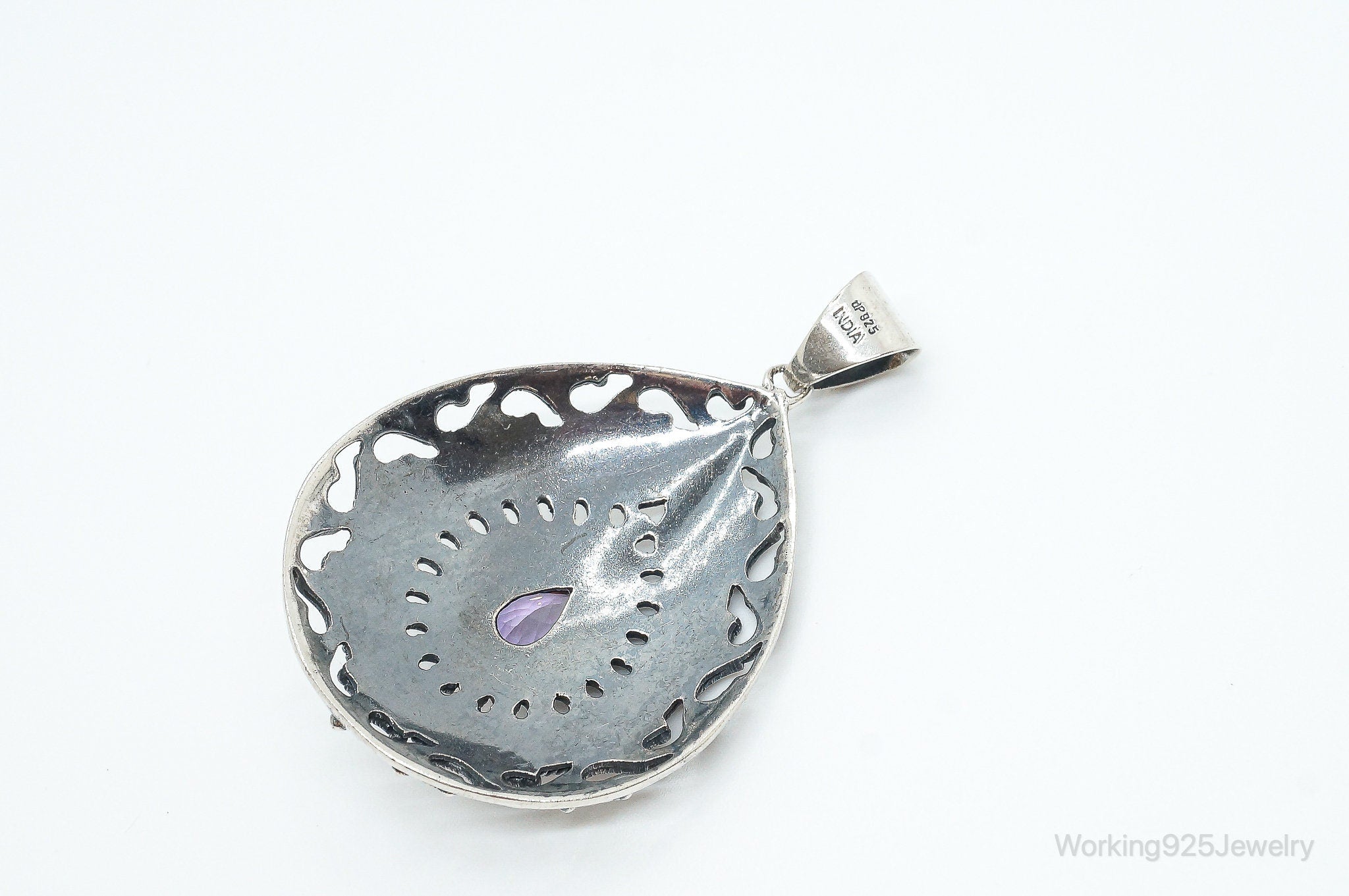 Designer Large Amethyst Bali Inspired Sterling Silver Pendant | Jewelry > Necklaces > Pendants | Wiccan Center