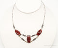 Antique Carnelian Marcasite Sterling Silver Necklace | Jewelry > Necklaces > Pendants | Wiccan Center