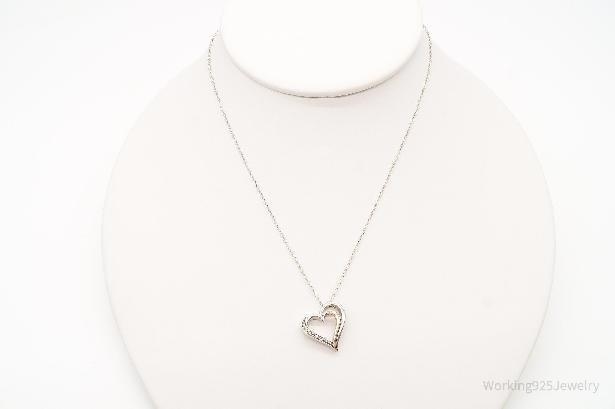 Vintage Designer JWBR Diamond Heart 10K Gold Sterling Silver Chain Necklace | Jewelry > Necklaces > Pendants | Wiccan Center