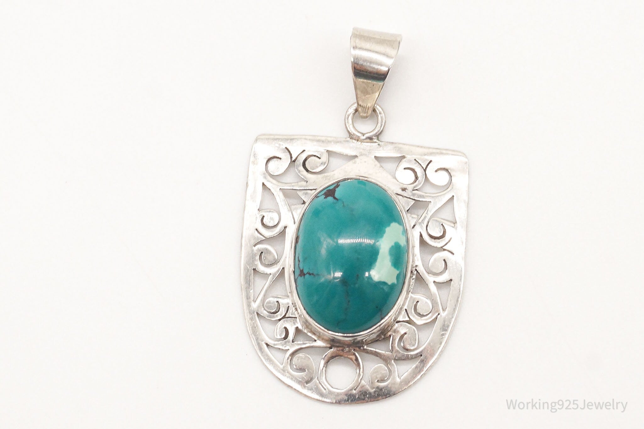 Vintage Large Turquoise Sterling Silver Necklace Pendant | Jewelry > Necklaces > Pendants | Wiccan Center
