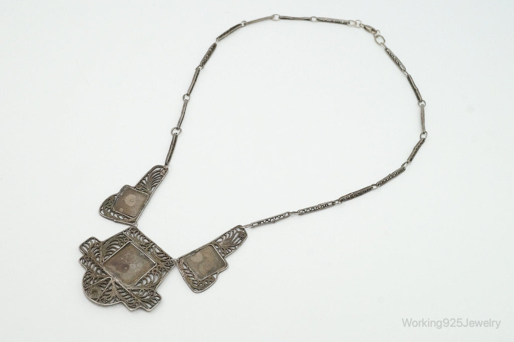 Vintage Enamel Filigree Sterling Silver Necklace | Jewelry > Necklaces > Pendants | Wiccan Center