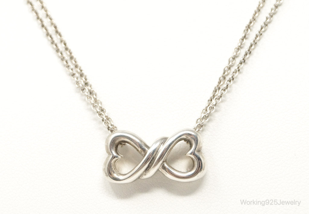 Vintage Open Linked Hearts Lovers Infinity Sterling Silver Necklace | Jewelry > Necklaces > Pendants | Wiccan Center