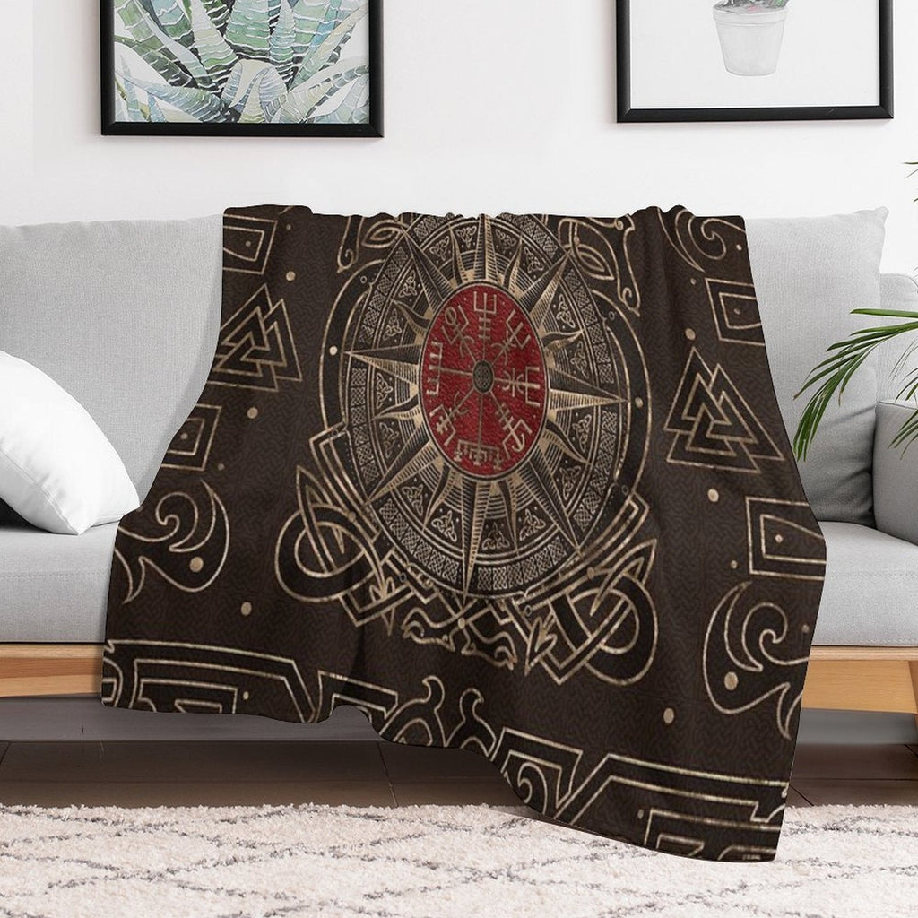 Vegvisir - Viking Compass Ornament Velvety-soft Throw Blanket