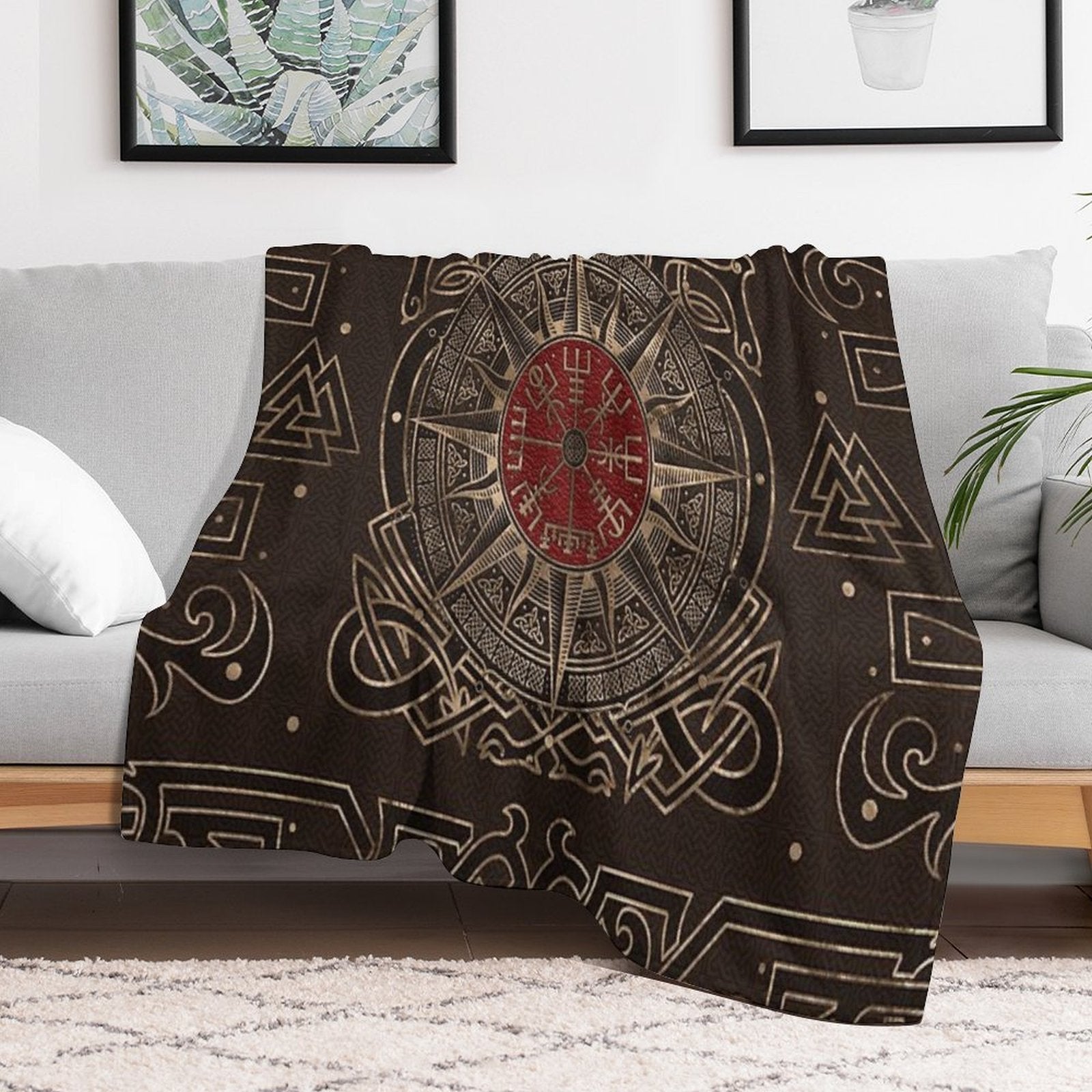 Vegvisir - Viking Compass Ornament Velvety-soft Throw Blanket