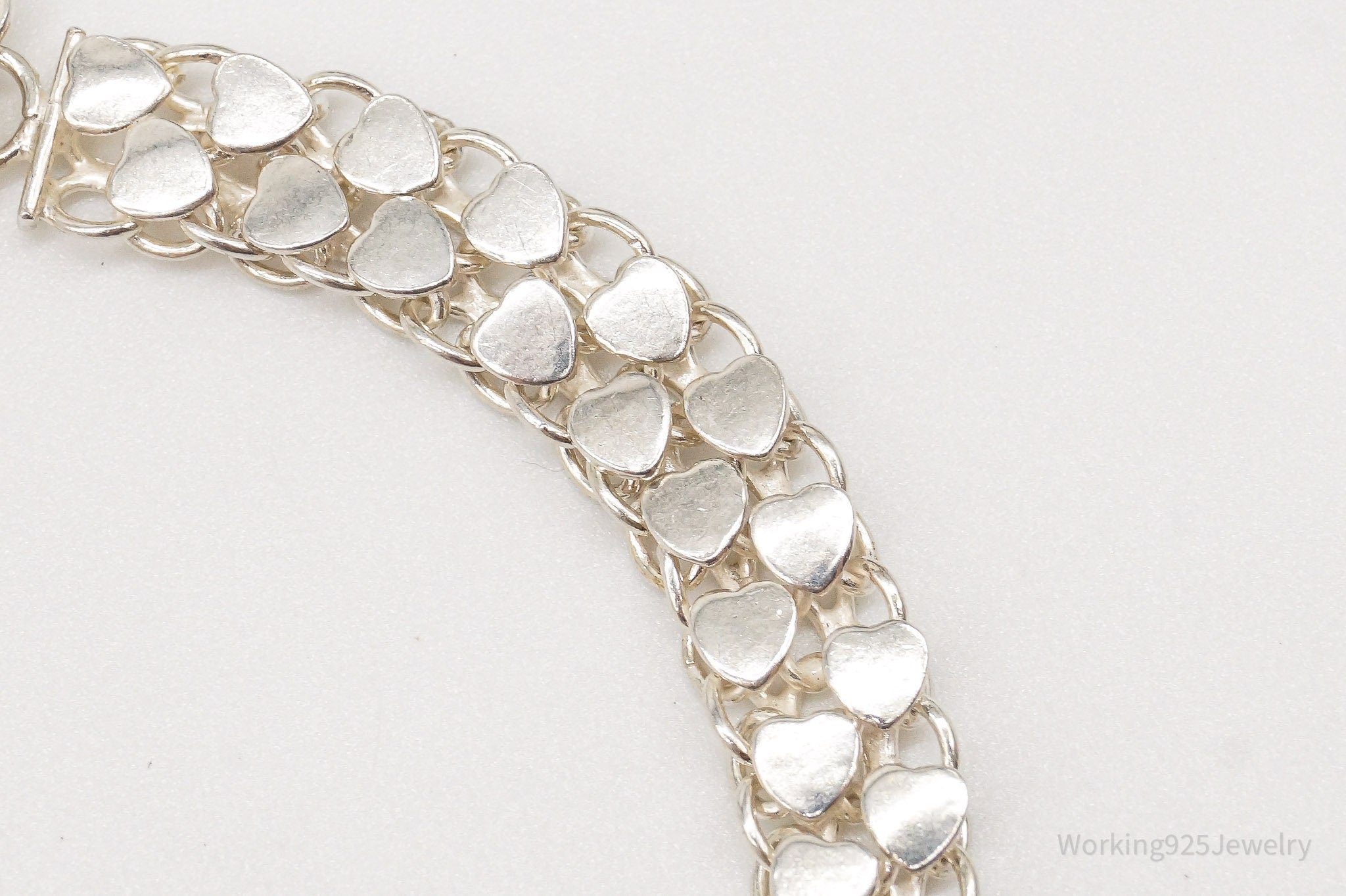 Vintage Hearts Mesh Chain Link Silver Bracelet | Jewelry > Bracelets | Wiccan Center