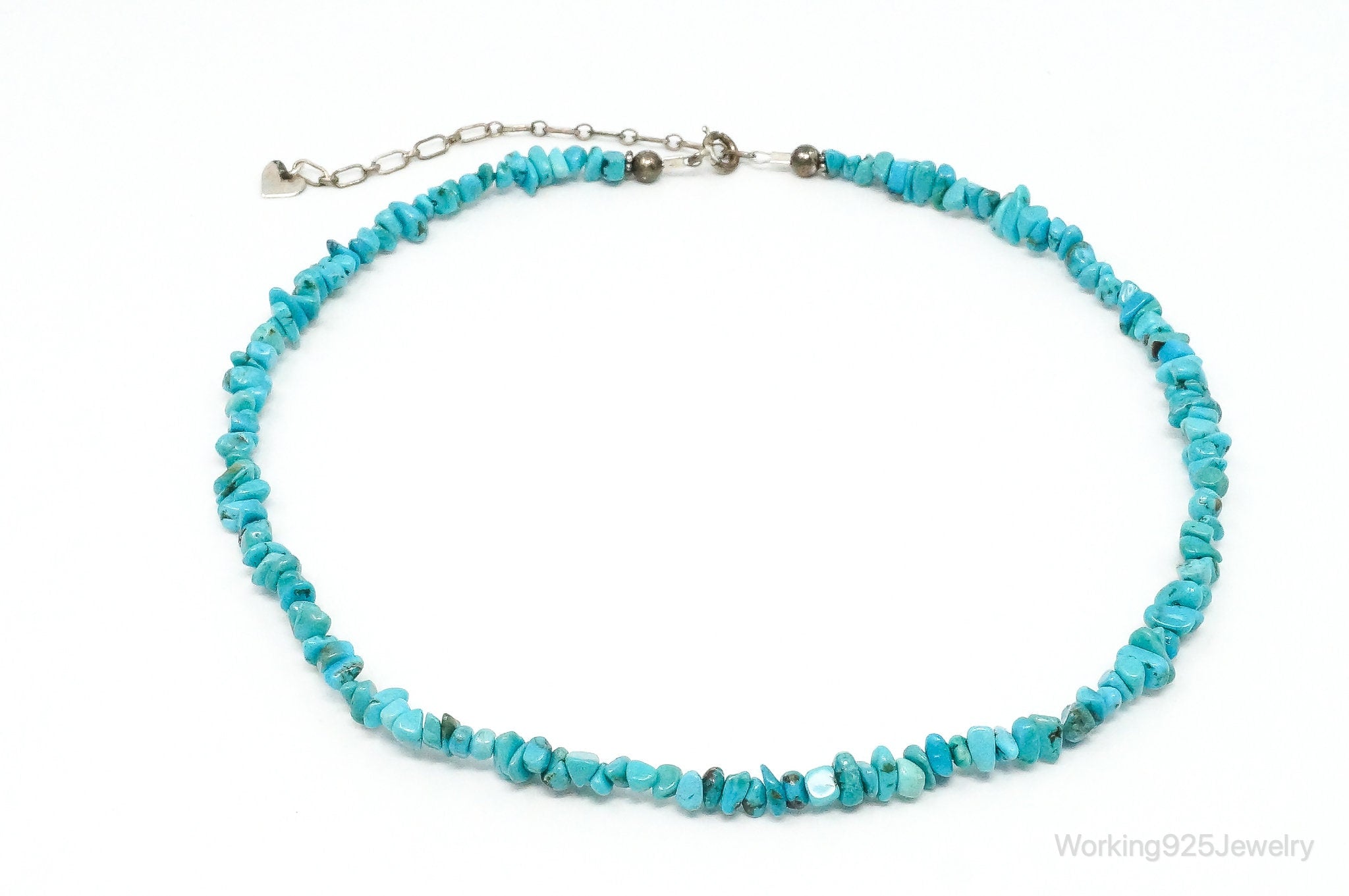 Vintage Native American Shop QT Turquoise Sterling Silver Bead Necklace | Jewelry > Necklaces > Pendants | Wiccan Center