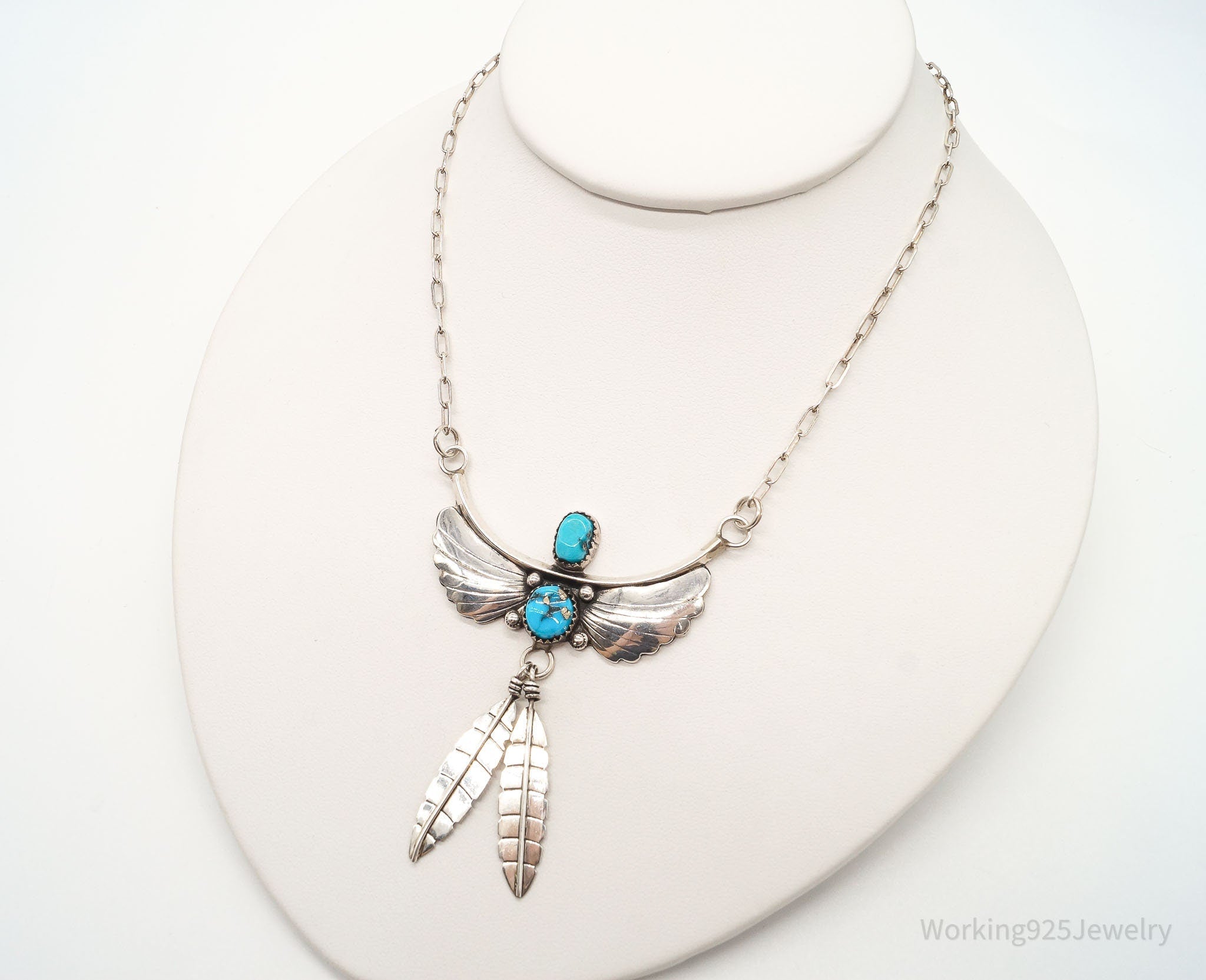 Vintage Native American LG Turquoise Sterling Silver Necklace | Jewelry > Necklaces > Pendants | Wiccan Center