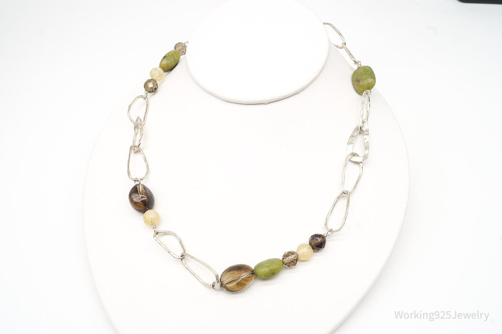 Retired Silpada Jade Smoky Topaz Citrine Chain Link Sterling Silver Necklace | Jewelry > Necklaces > Pendants | Wiccan Center