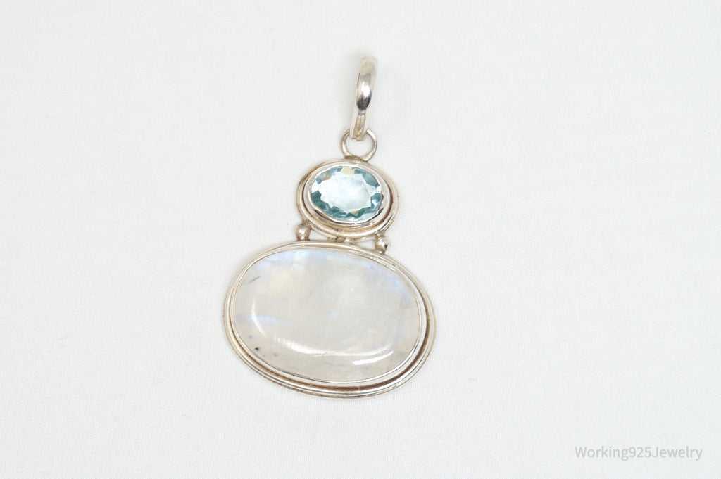 Vintage Blue Topaz Moonstone Sterling Silver Necklace Pendant | Jewelry > Necklaces > Pendants | Wiccan Center