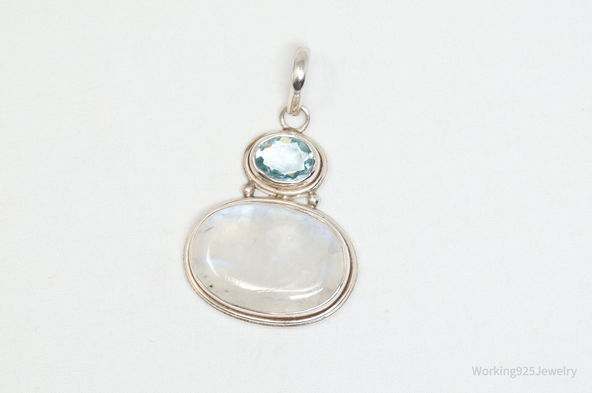 Vintage Blue Topaz Moonstone Sterling Silver Necklace Pendant | Jewelry > Necklaces > Pendants | Wiccan Center
