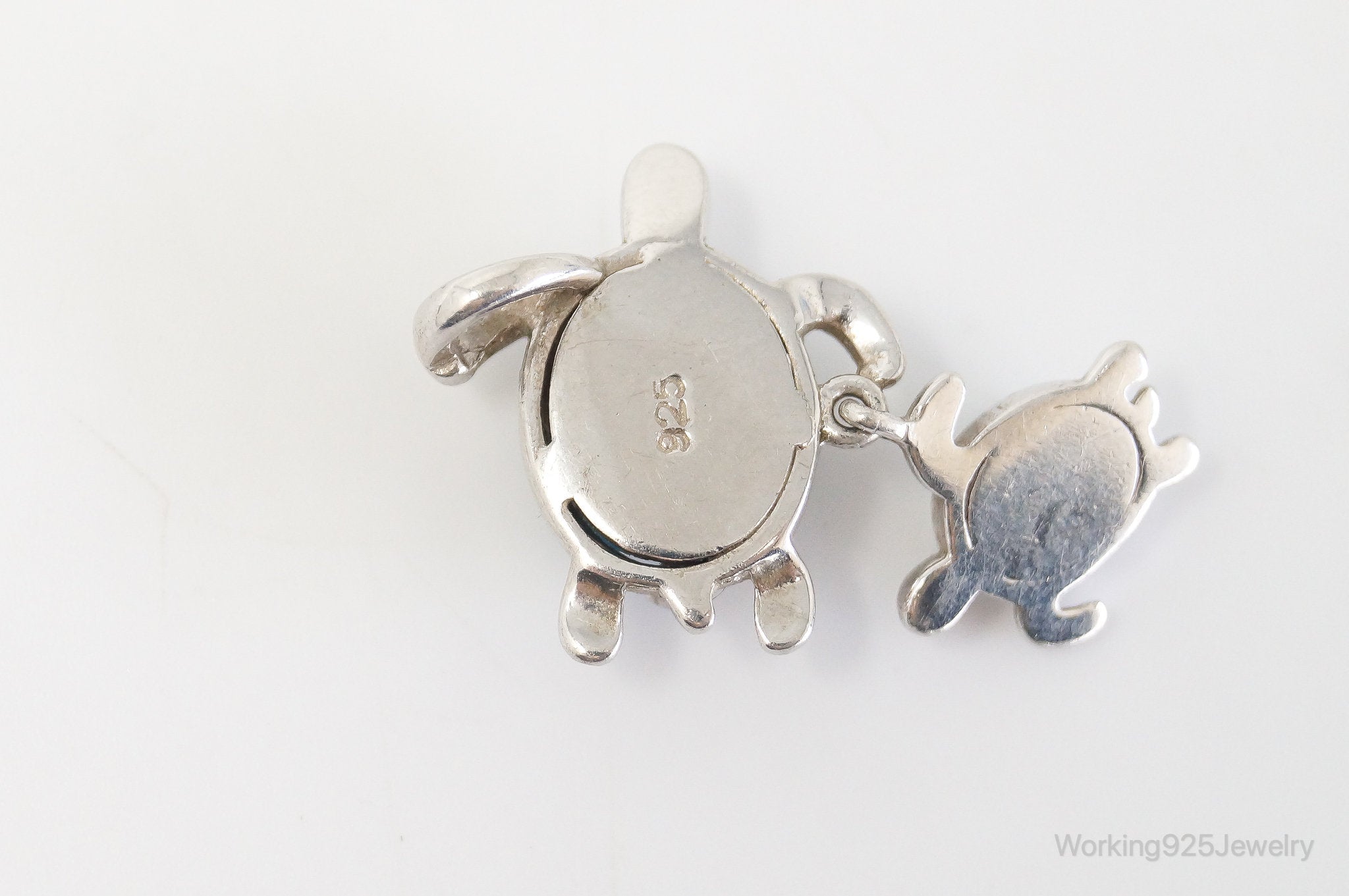 Vintage Blue Fire Opal Cubic Zirconia Sea Turtles Sterling Silver Pendant | Jewelry > Necklaces > Pendants | Wiccan Center
