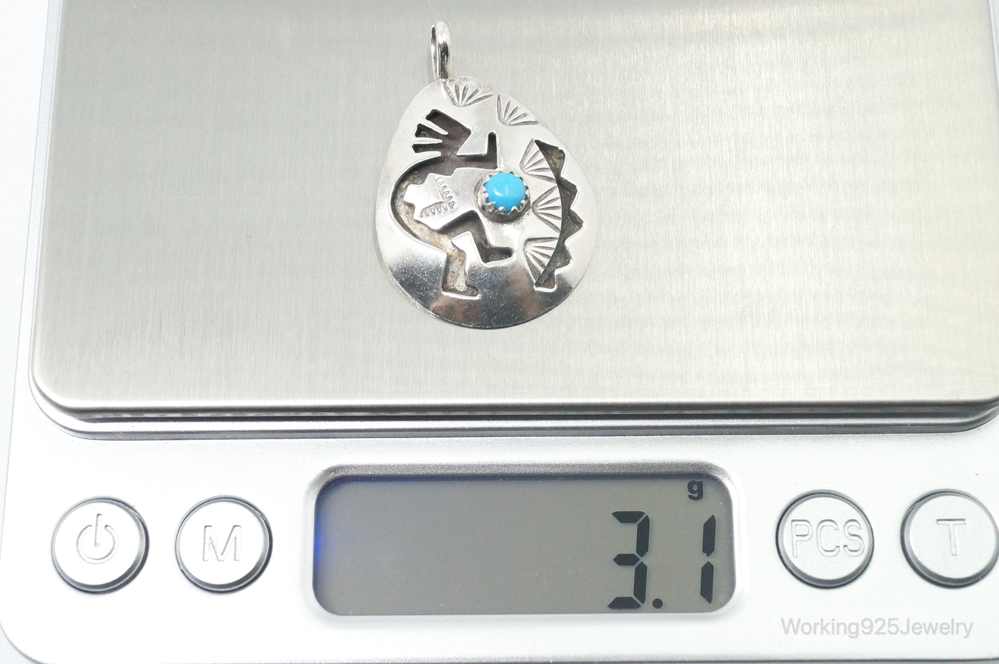 Vintage Handmade Native American Kokopelli Turquoise Sterling Silver Pendant | Jewelry > Necklaces > Pendants | Wiccan Center