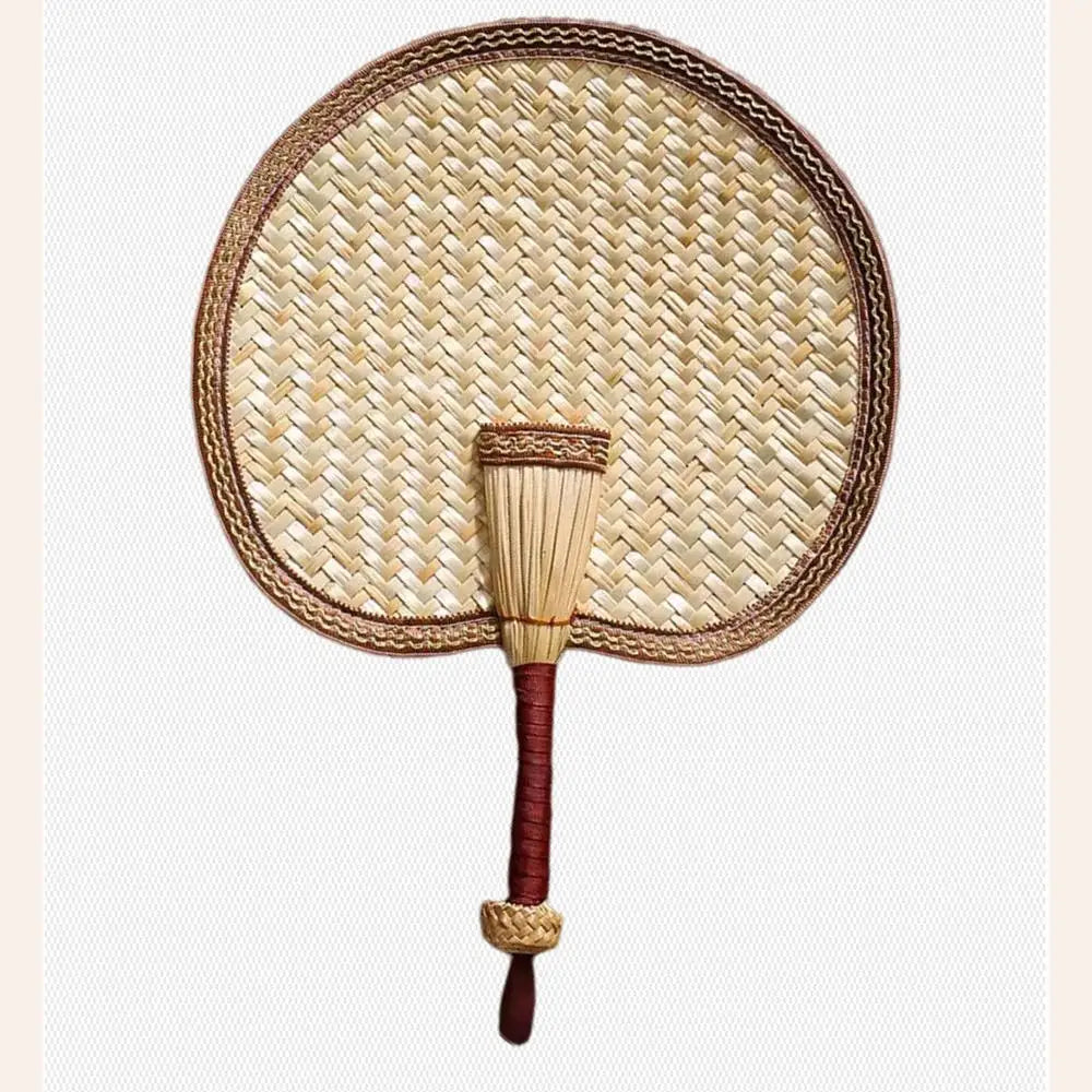 Colorful Handmade Fan Chinese Style Heart Shaped Straw Bamboo Woven Fan Summer Anti-Mosquito Cooler Handfan Home Decor Pendants