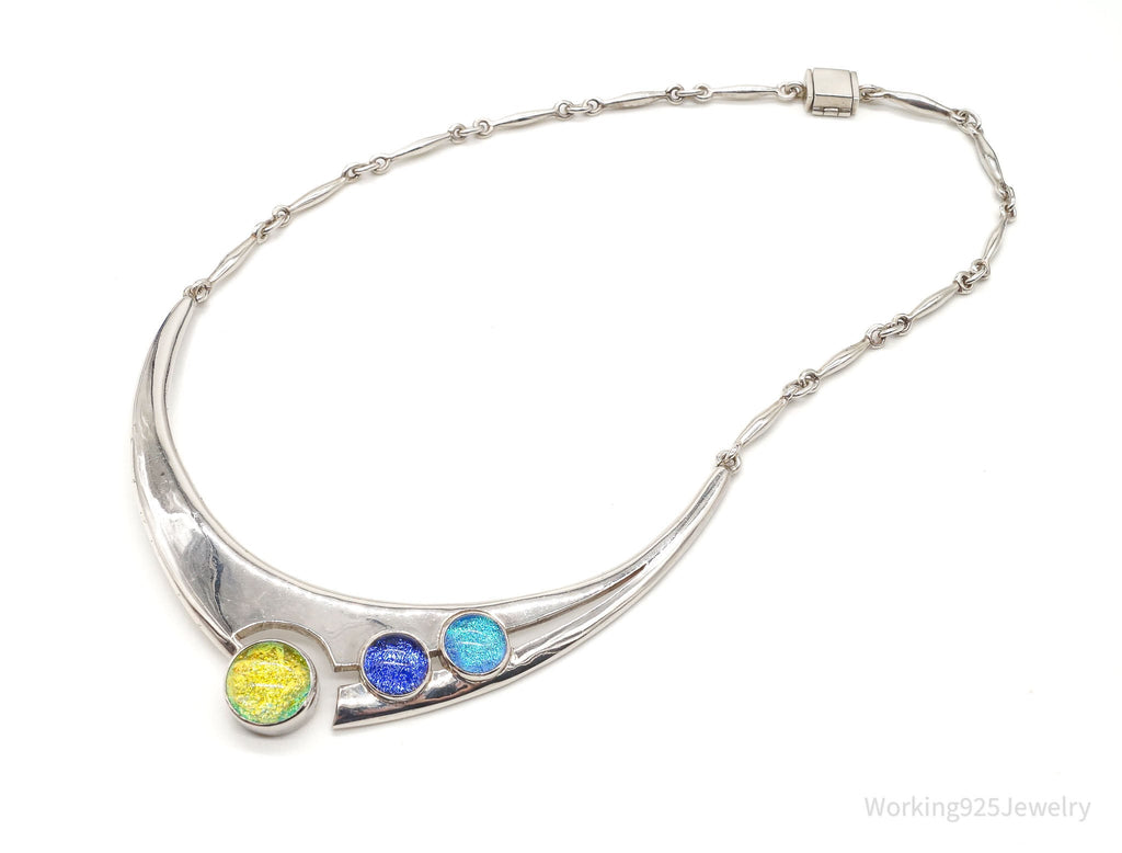 Designer Sheri Liebert Dichroic Glass Modernist Sterling Silver Necklace | Jewelry > Necklaces > Pendants | Wiccan Center