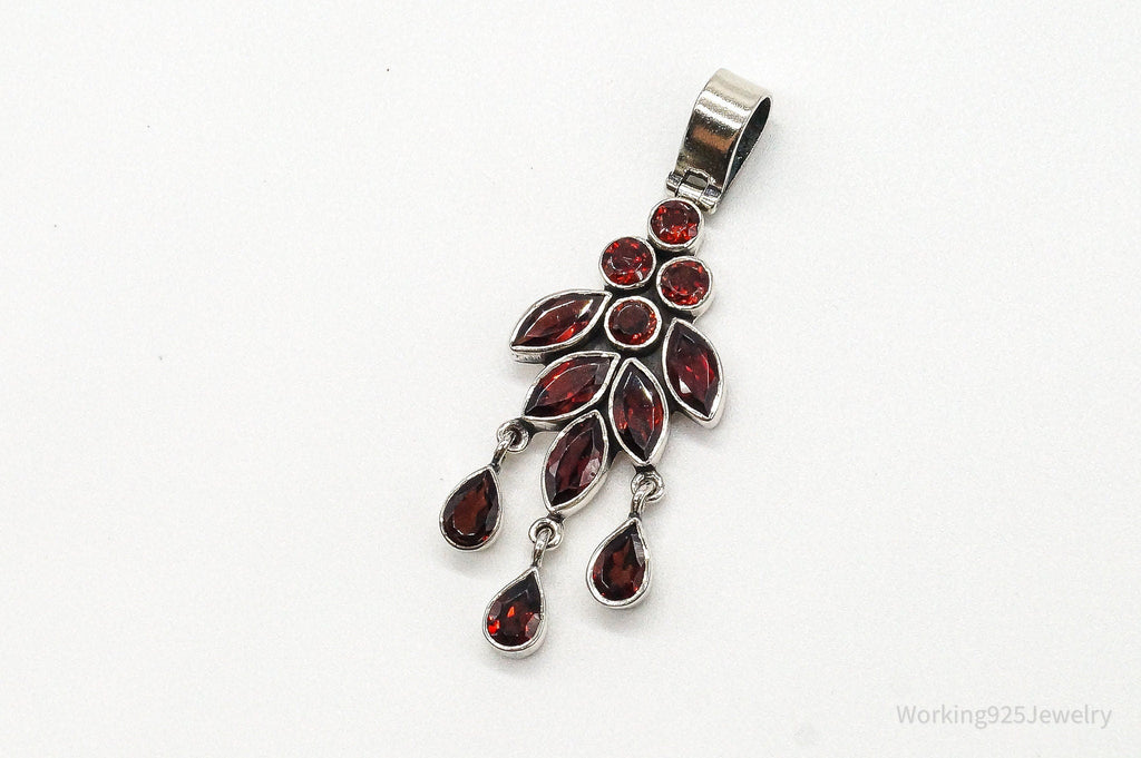 Vintage Garnet Bali Style Sterling Silver Dangle Pendant | Jewelry > Necklaces > Pendants | Wiccan Center