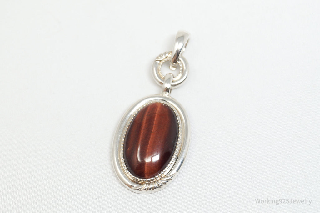 Vintage Designer Whitney Kelly Red Tigers Eye Sterling Silver Necklace Pendant | Jewelry > Necklaces > Pendants | Wiccan Center