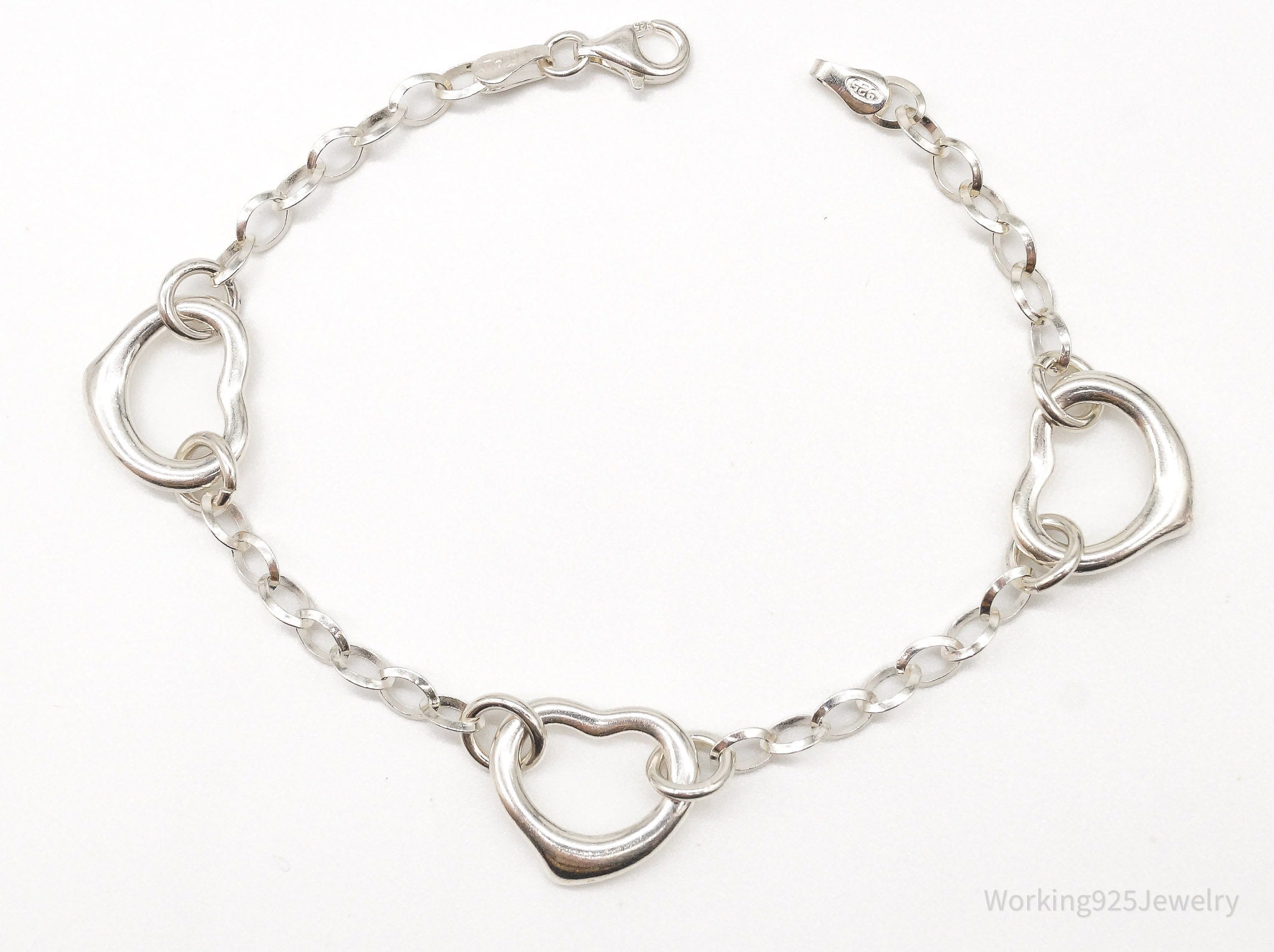 Vintage Italian Hearts Chain Link Sterling Silver Bracelet | Jewelry > Bracelets | Wiccan Center