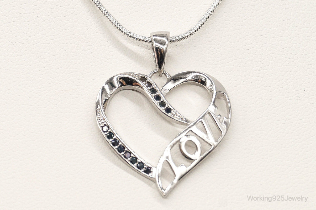 Sapphire Heart "LOVE" Sterling Silver Necklace | Jewelry > Necklaces > Pendants | Wiccan Center