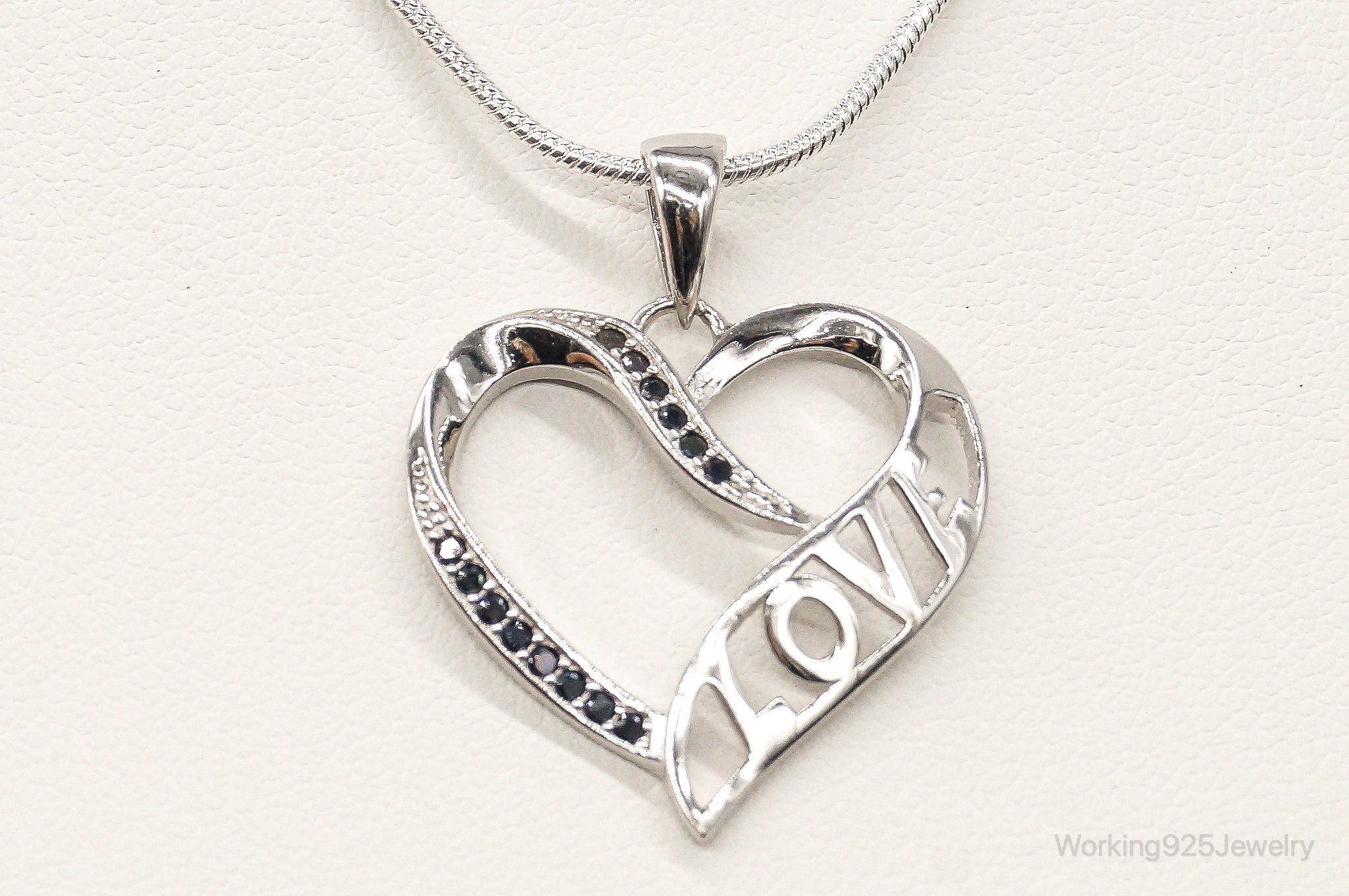 Sapphire Heart "LOVE" Sterling Silver Necklace | Jewelry > Necklaces > Pendants | Wiccan Center