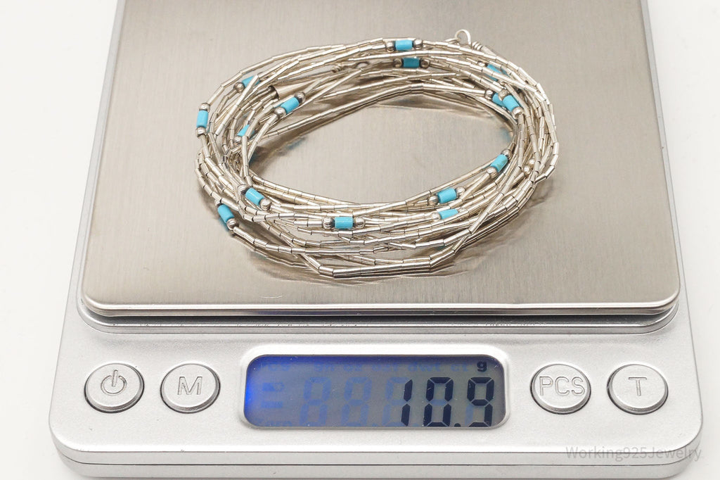 Vintage Native American Blue Turquoise Sterling Silver Bead Necklace | Jewelry > Necklaces | Wiccan Center