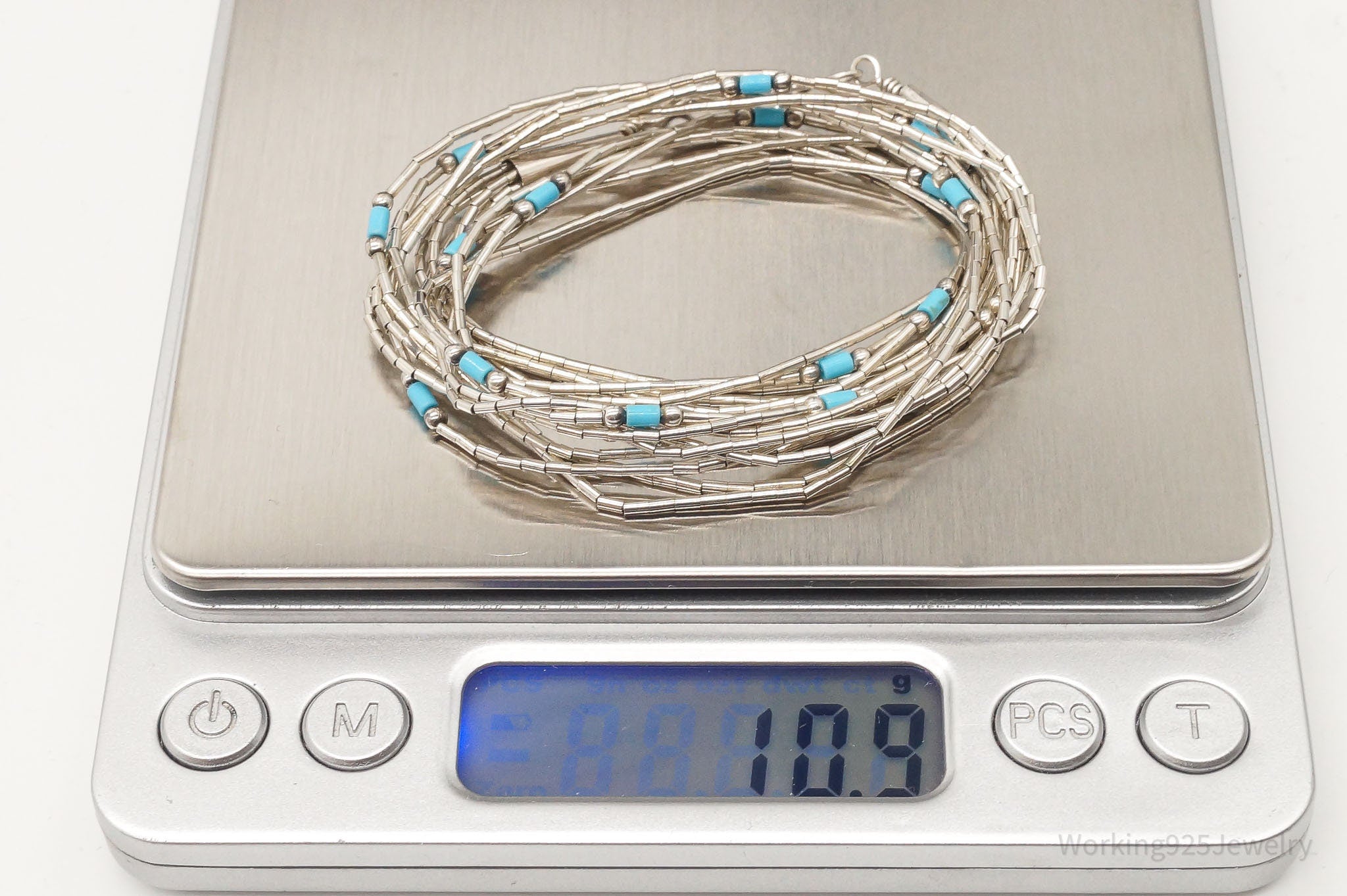 Vintage Native American Blue Turquoise Sterling Silver Bead Necklace | Jewelry > Necklaces | Wiccan Center