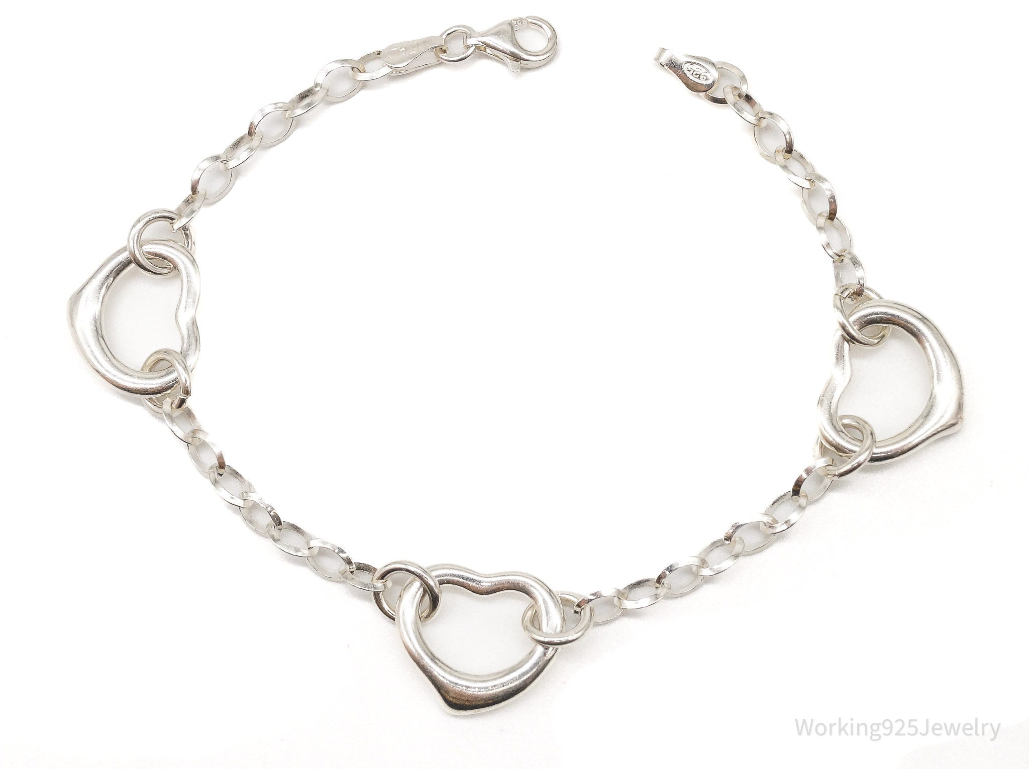 Vintage Italian Hearts Chain Link Sterling Silver Bracelet | Jewelry > Bracelets | Wiccan Center