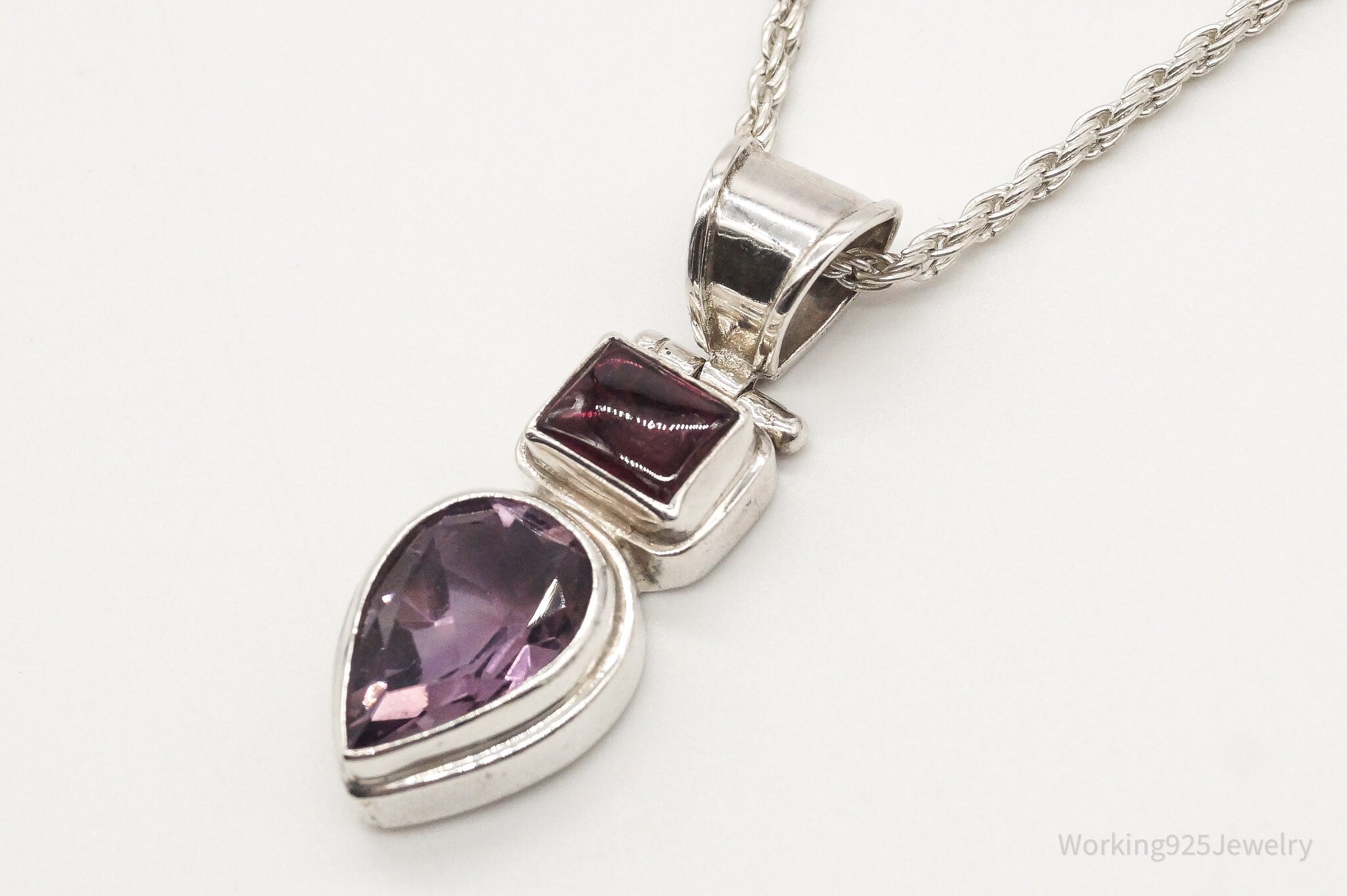 Vintage Amethyst Rhodolite Garnet Sterling Silver Necklace | Jewelry > Necklaces > Pendants | Wiccan Center