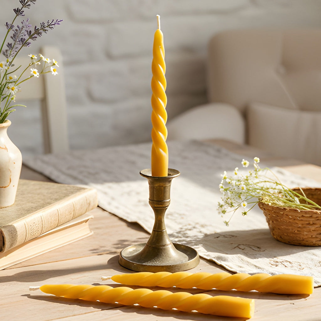 Spiral Beeswax Taper Candles | Candles | Wiccan Center