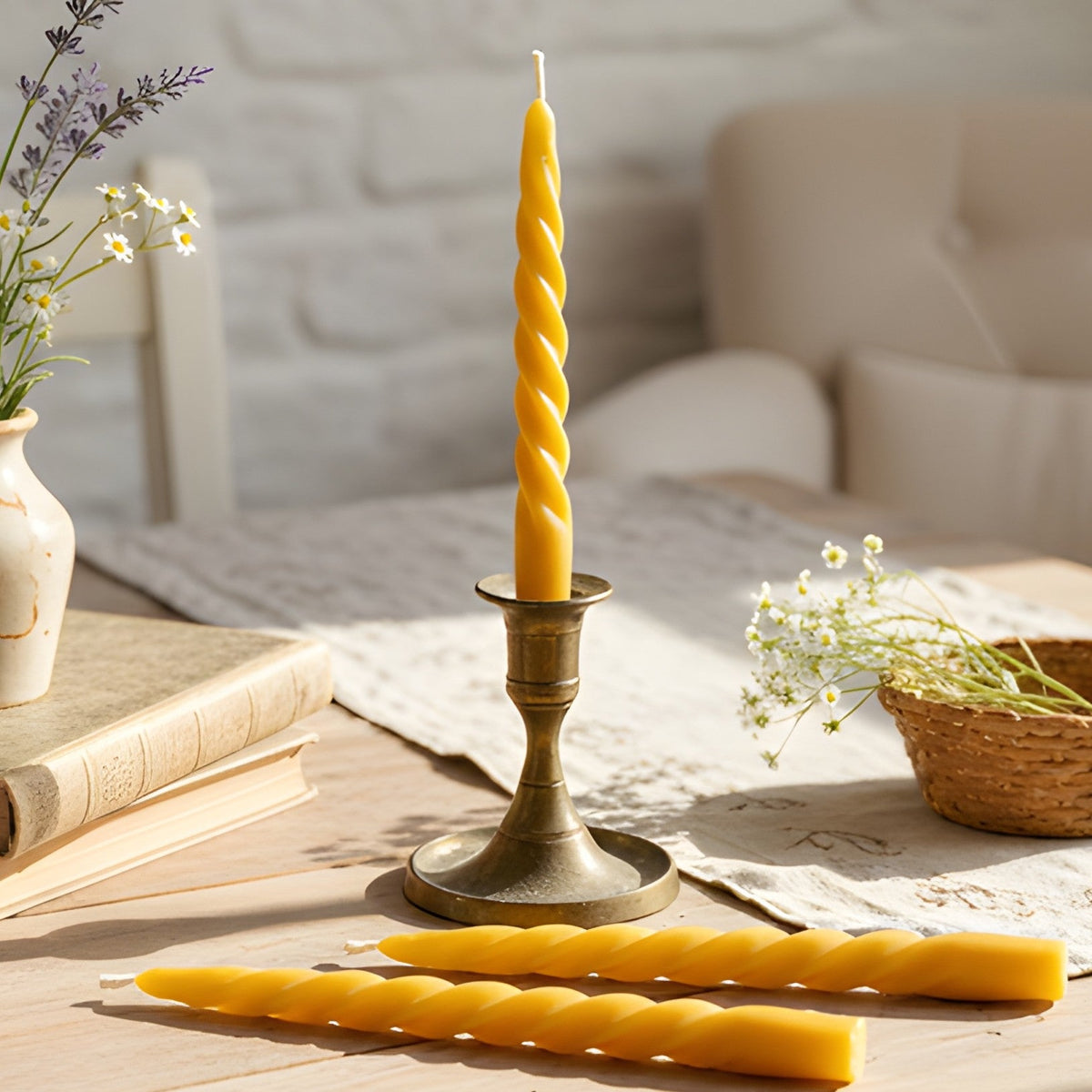 Spiral Beeswax Taper Candles | Candles | Wiccan Center