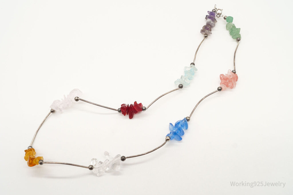 Vintage Multi Gemstone Sterling Silver Necklace | Jewelry > Necklaces > Pendants | Wiccan Center