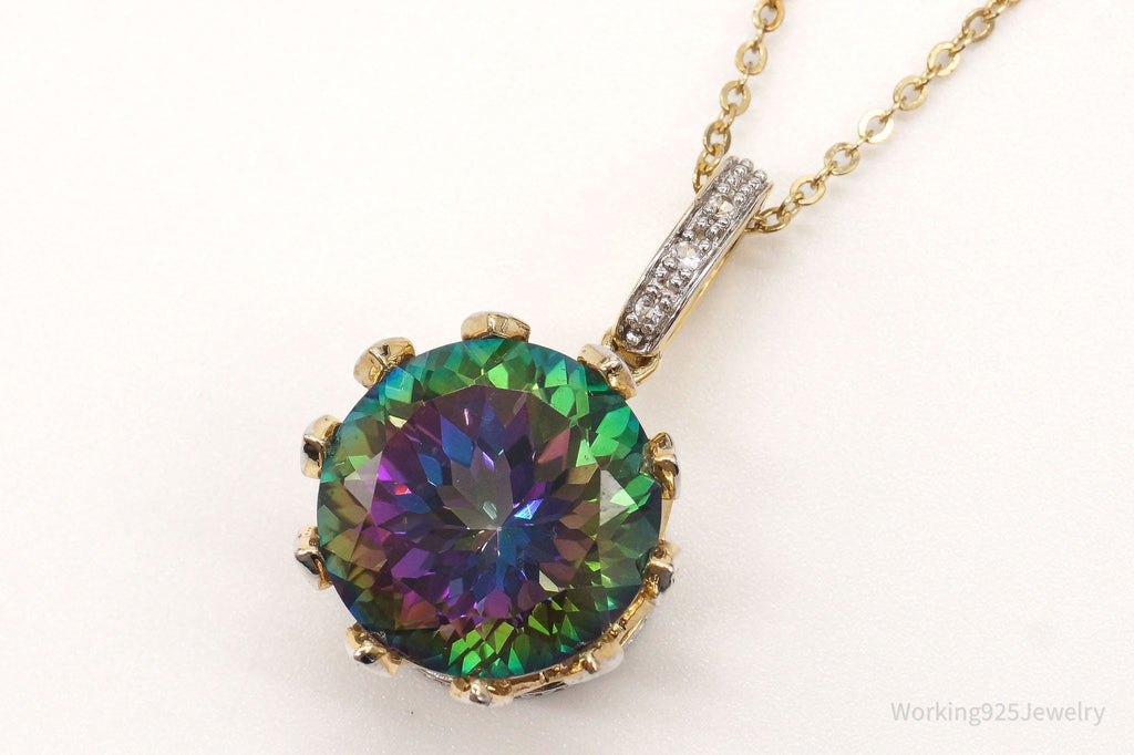 VTG Mystic Topaz Cubic Zirconia Gold Vermeil Sterling Silver Crown Necklace | Jewelry > Necklaces > Pendants | Wiccan Center