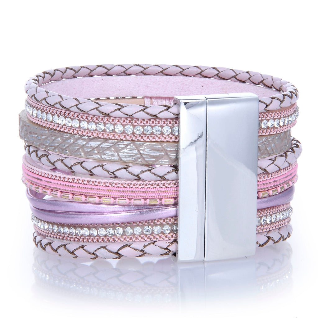 Pink Tree of Life Wrap Bracelet - Sacred Geometry with Magnetic Clasp | Gemstone Jewelry > Bracelets | Wiccan Center