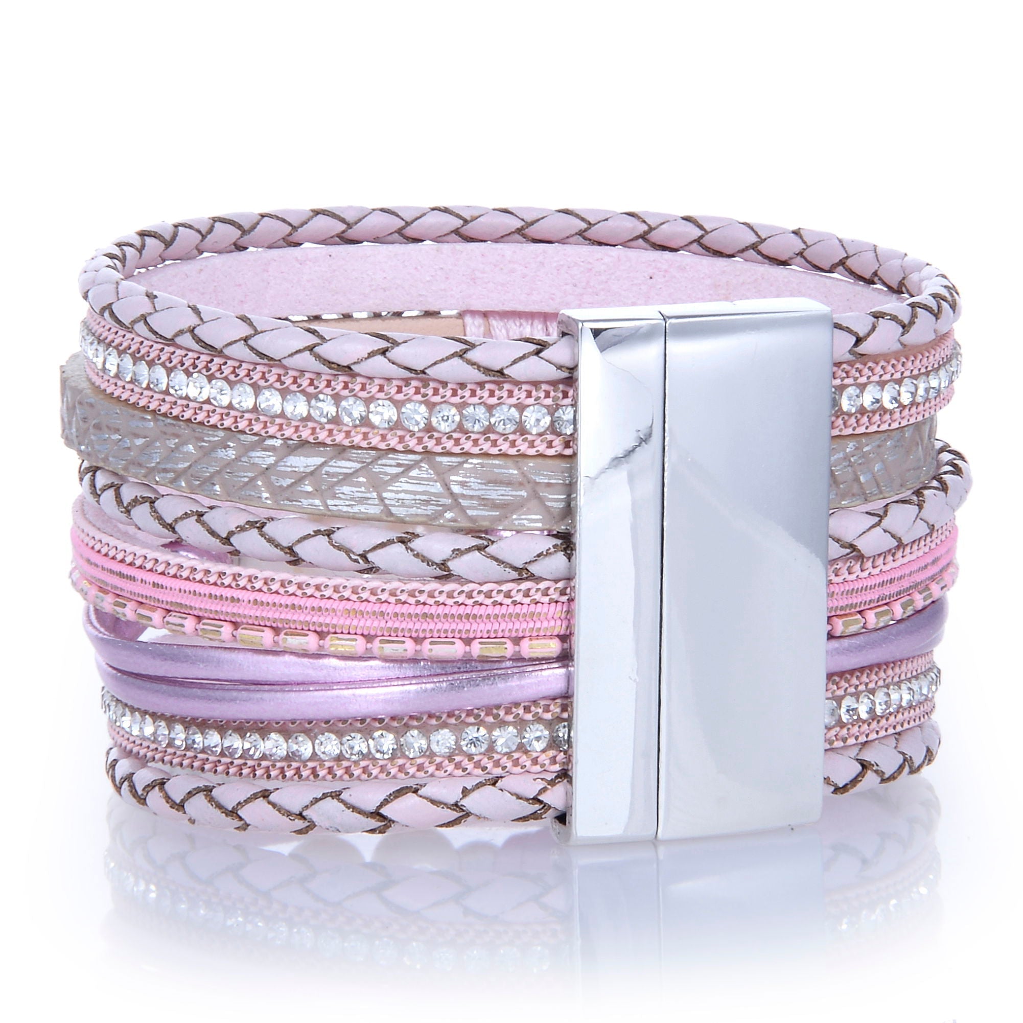 Pink Tree of Life Wrap Bracelet - Sacred Geometry with Magnetic Clasp | Gemstone Jewelry > Bracelets | Wiccan Center