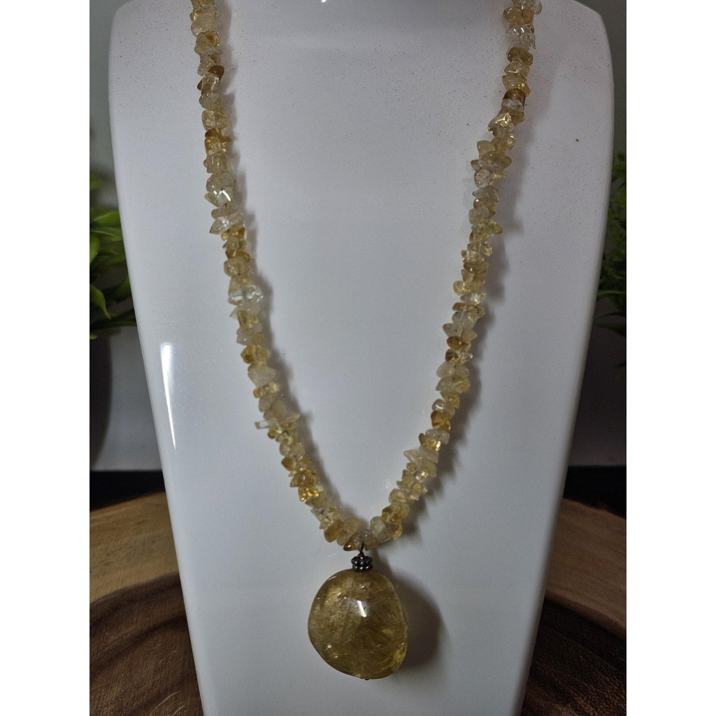 Vintage Citrine Sterling Silver Pendant Necklace - Radiant Golden Specimen | CrystalCloud Company