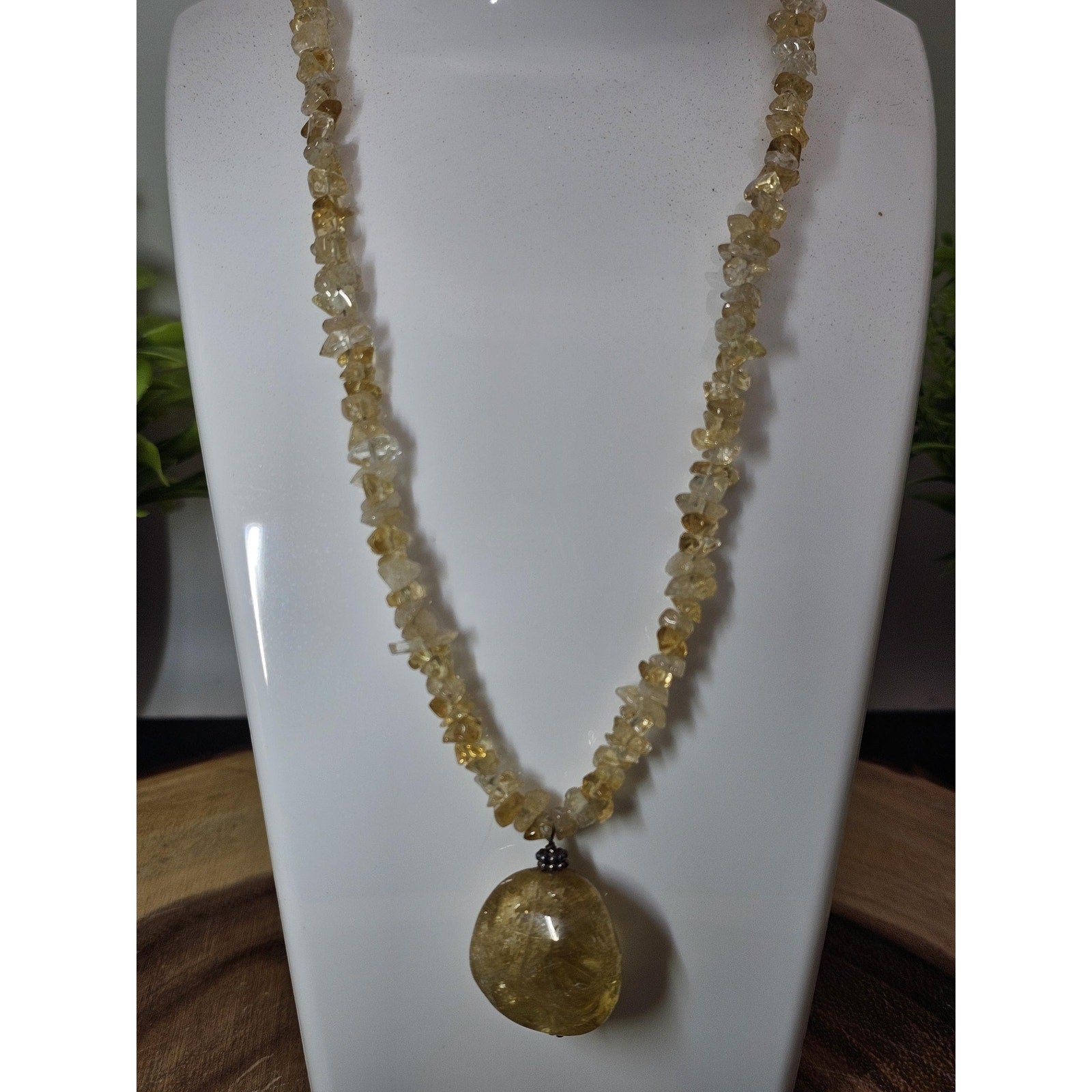 Vintage Citrine Sterling Silver Pendant Necklace - Radiant Golden Specimen | CrystalCloud Company