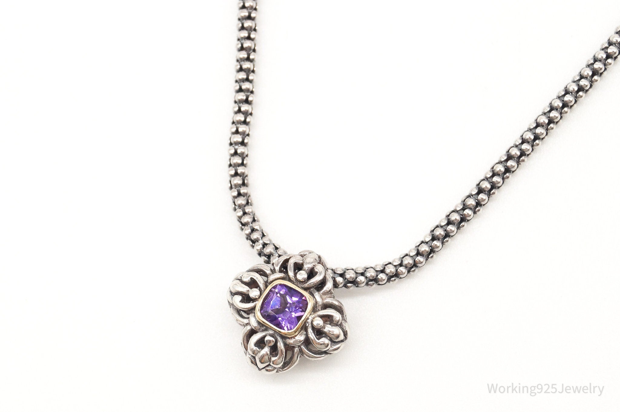 Vintage Gold Vermeil Purple Cubic Zirconia Sterling Silver Necklace | Jewelry > Necklaces > Pendants | Wiccan Center