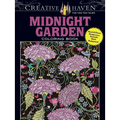 Creative Haven Midnight Garden Coloring Book: Heart & Flower Designs on a Dramatic Black Background