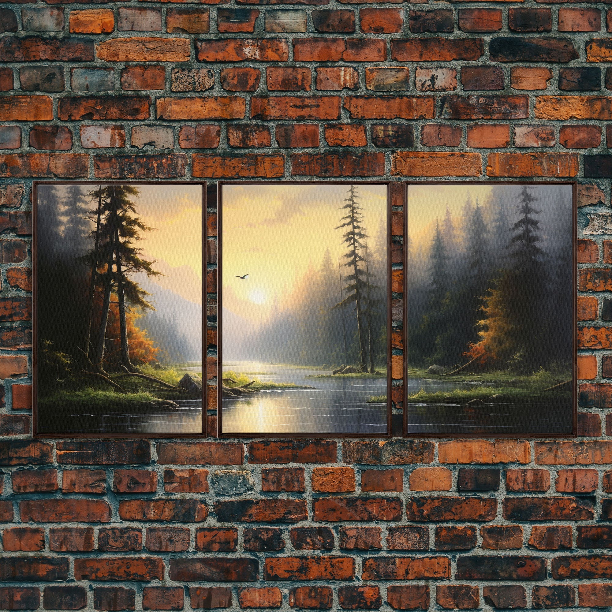 Forest Wall Art, Trees Art Print, Sunset Art, Forest Wall Art, Canvas Print, Wall Art, 3 Piece Wall Art, Dorm Room Art, Ranch House Decor | | Wiccan Center