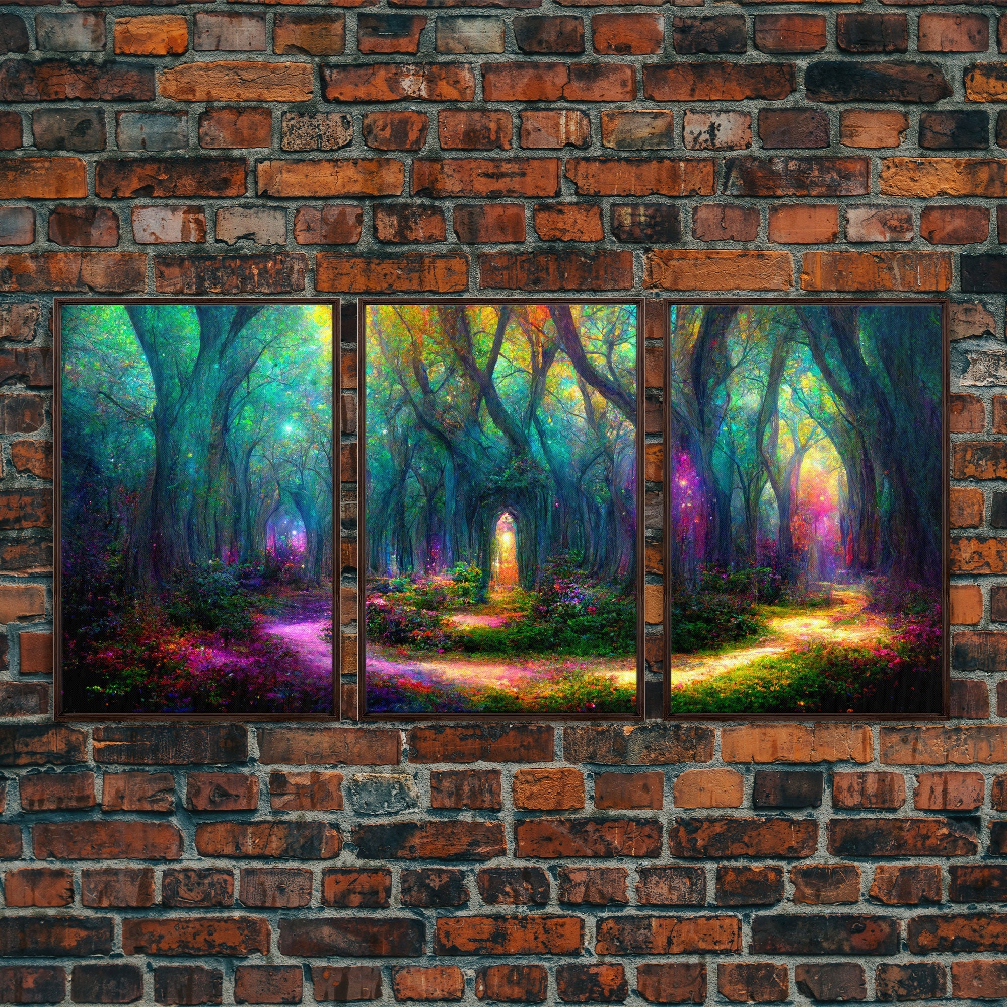 Fantasy wall art, canvas print, magical forest, fantasy landscape art, 3 Piece Wall Art, Ready To Hang Canvas Print | | Wiccan Center