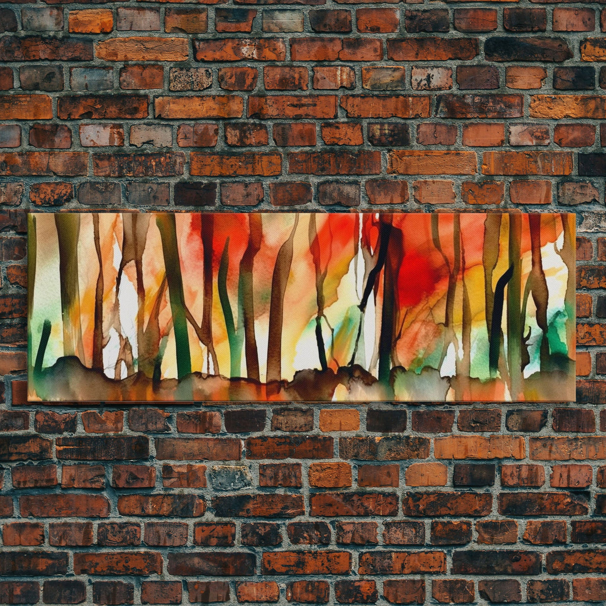 Watercolor Forest Canvas, Abstract Landscape, Forest On Fire, Foggy Forest Wall Art, Abstract Forest Art, Panoramic, Wall Art, Canvas Print | | Wiccan Center