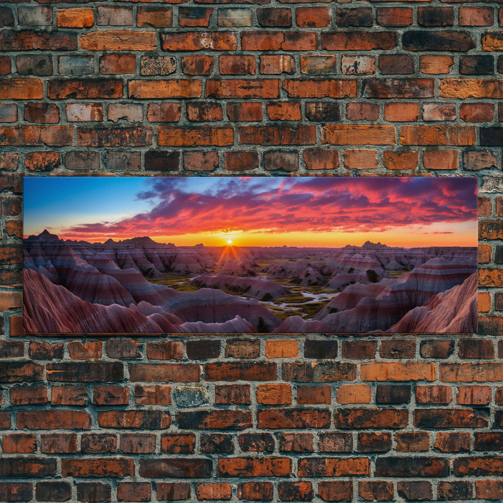 Photographic Panoramic of Badlands National Park, Sunset Photography, National Park Art, Framed Canvas Print, Landscape Photography | | Wiccan Center