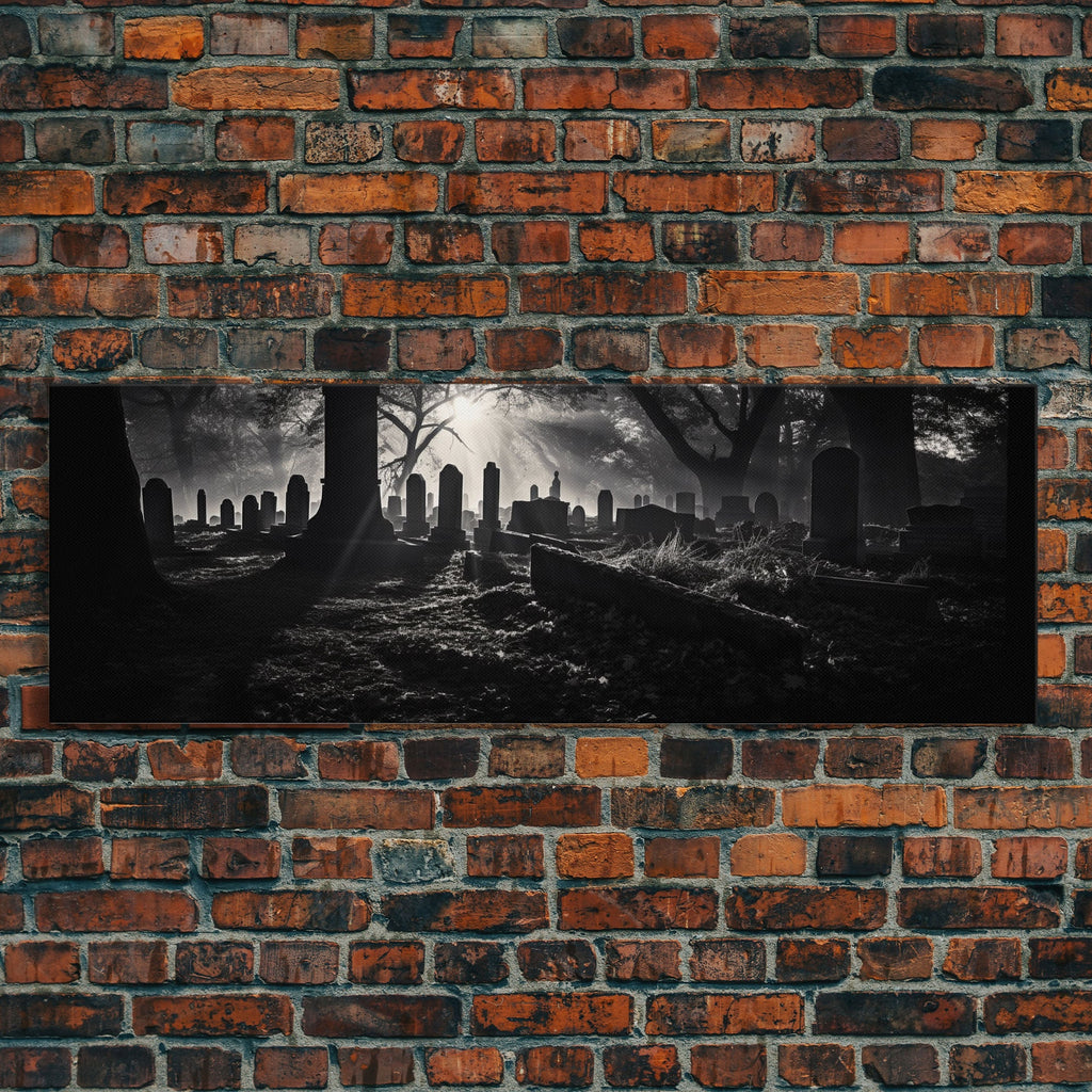 Spooky Halloween Decor, Black and White Photograph Of A Creepy Cematary, Graveyard Decor, Witchy Art | | Wiccan Center