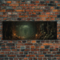The Skull Crypt Panoramic Canvas Print, Framed Halloween Art, Spooky Decor, Halloween Art, Halloween Wall Art, Halloween Art Print | | Wiccan Center