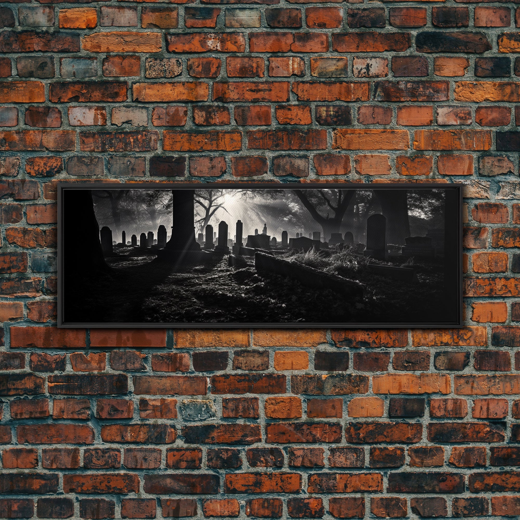 Spooky Halloween Decor, Black and White Photograph Of A Creepy Cematary, Graveyard Decor, Witchy Art | | Wiccan Center